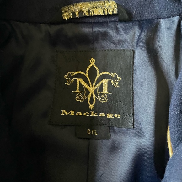 ❌Mackage Designer Navy Blue Belted Wool Coat - Picture 4 of 12